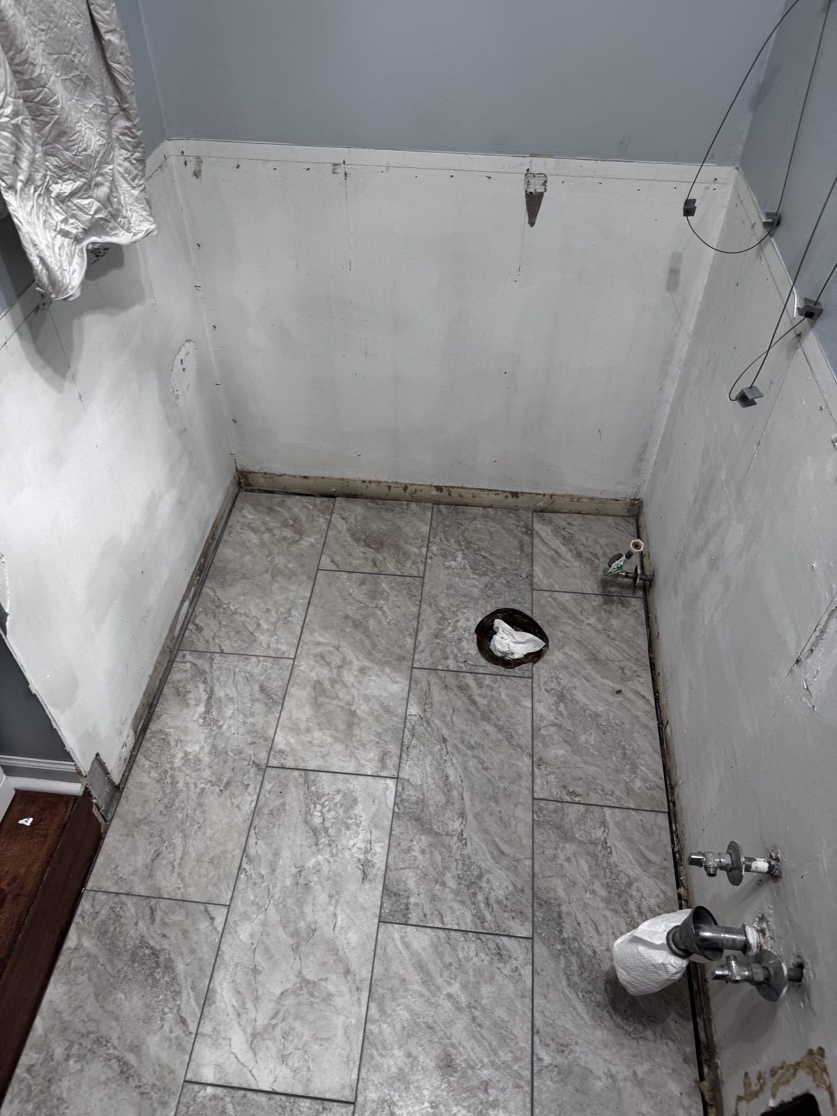 Bathroom before wood paneling